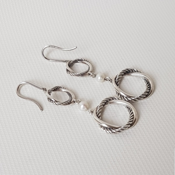 David Yurman Jewelry - David Yurman Infinity Double Drop Earrings With Pearls